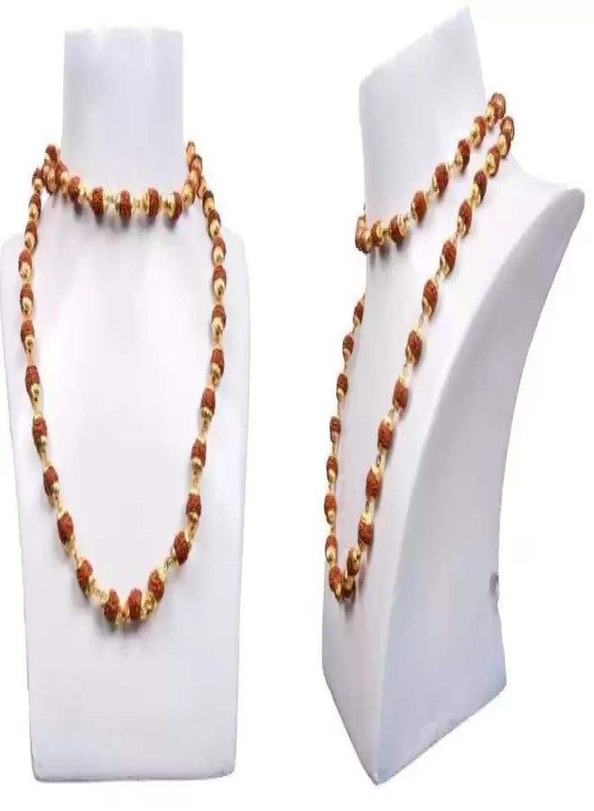 Lila Rudraksha/Trishul/Damru Mala & Rudraksha 45 خرزة قبعة ذهبية مالا للرجال/النساء - Image 4