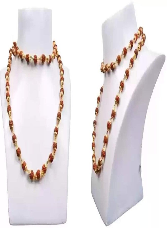 Lila Rudraksha/Trishul/Damru Mala & Rudraksha 45 خرزة قبعة ذهبية مالا للرجال/النساء - Image 5