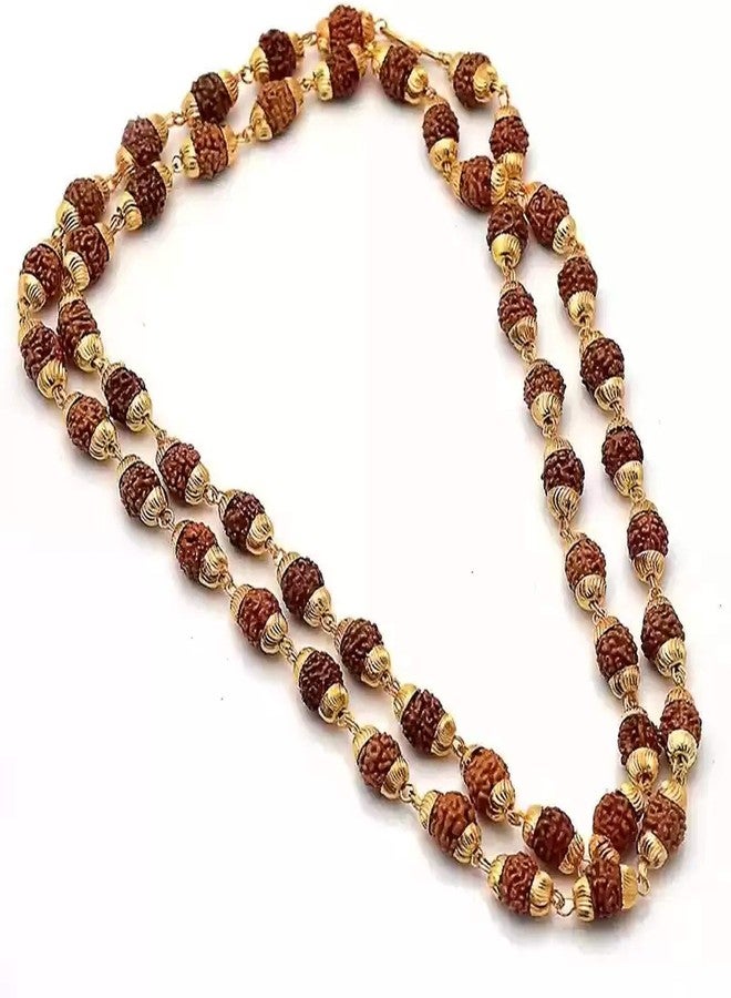 Lila Rudraksha/Trishul/Damru Mala & Rudraksha 45 خرزة قبعة ذهبية مالا للرجال/النساء - Image 3