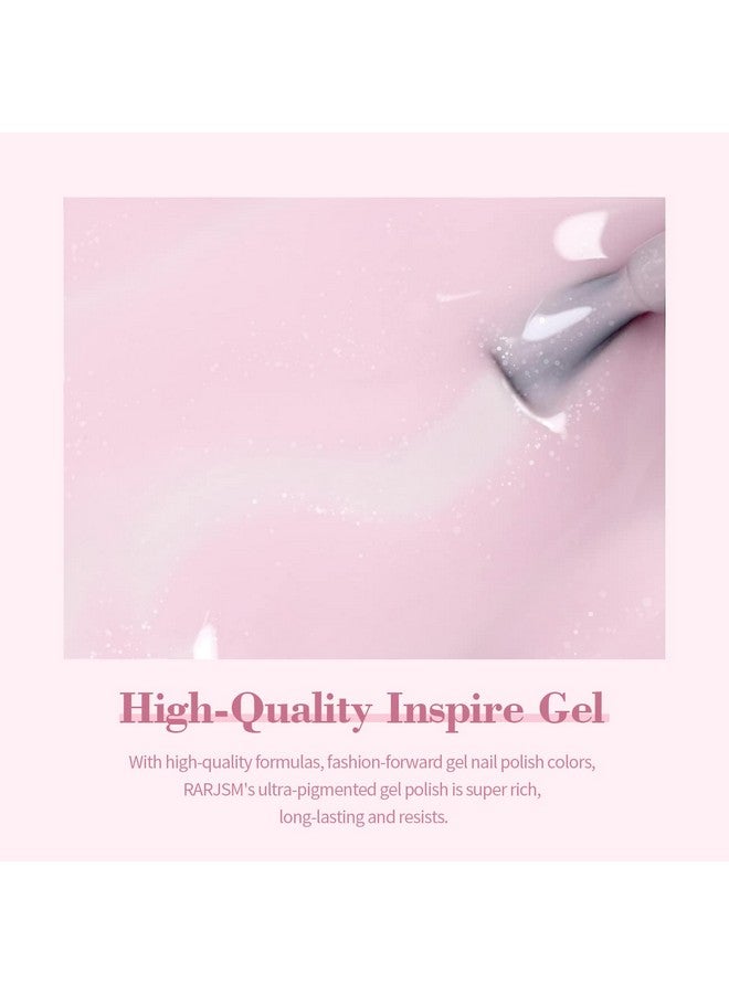 رارچسم طلاء أظافر جل عاري شاحب وردي جيلي لامع، طلاء جل أظافر لامع فضي لامع، وردي حليبي شفاف، مانيكير فرنسي بلون البشرة الطبيعي 15 مل، نقع قبالة الأشعة فوق البنفسجية بقيادة صالون فن الأظافر - Image 5