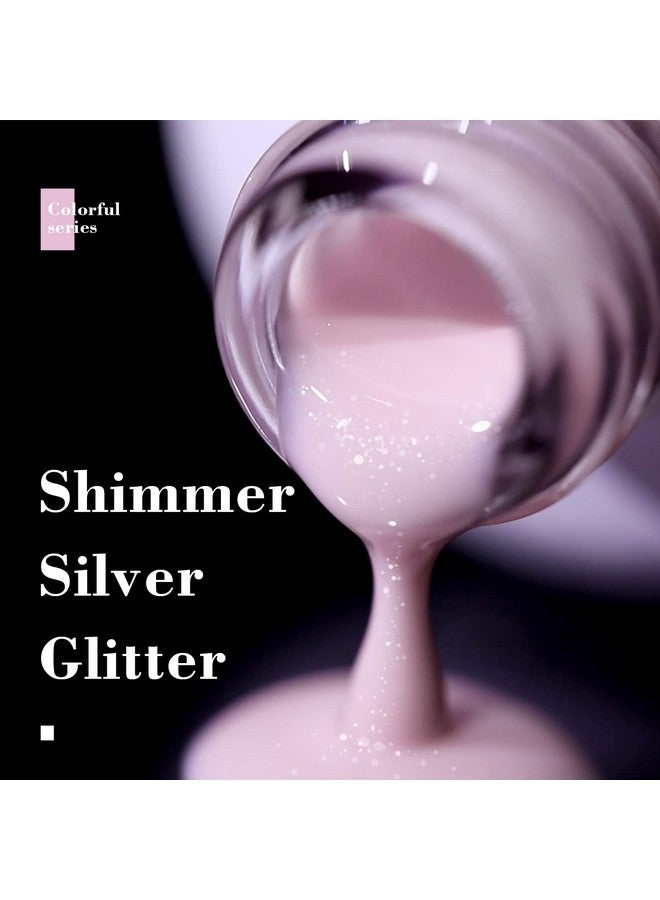 رارچسم طلاء أظافر جل عاري شاحب وردي جيلي لامع، طلاء جل أظافر لامع فضي لامع، وردي حليبي شفاف، مانيكير فرنسي بلون البشرة الطبيعي 15 مل، نقع قبالة الأشعة فوق البنفسجية بقيادة صالون فن الأظافر - Image 3