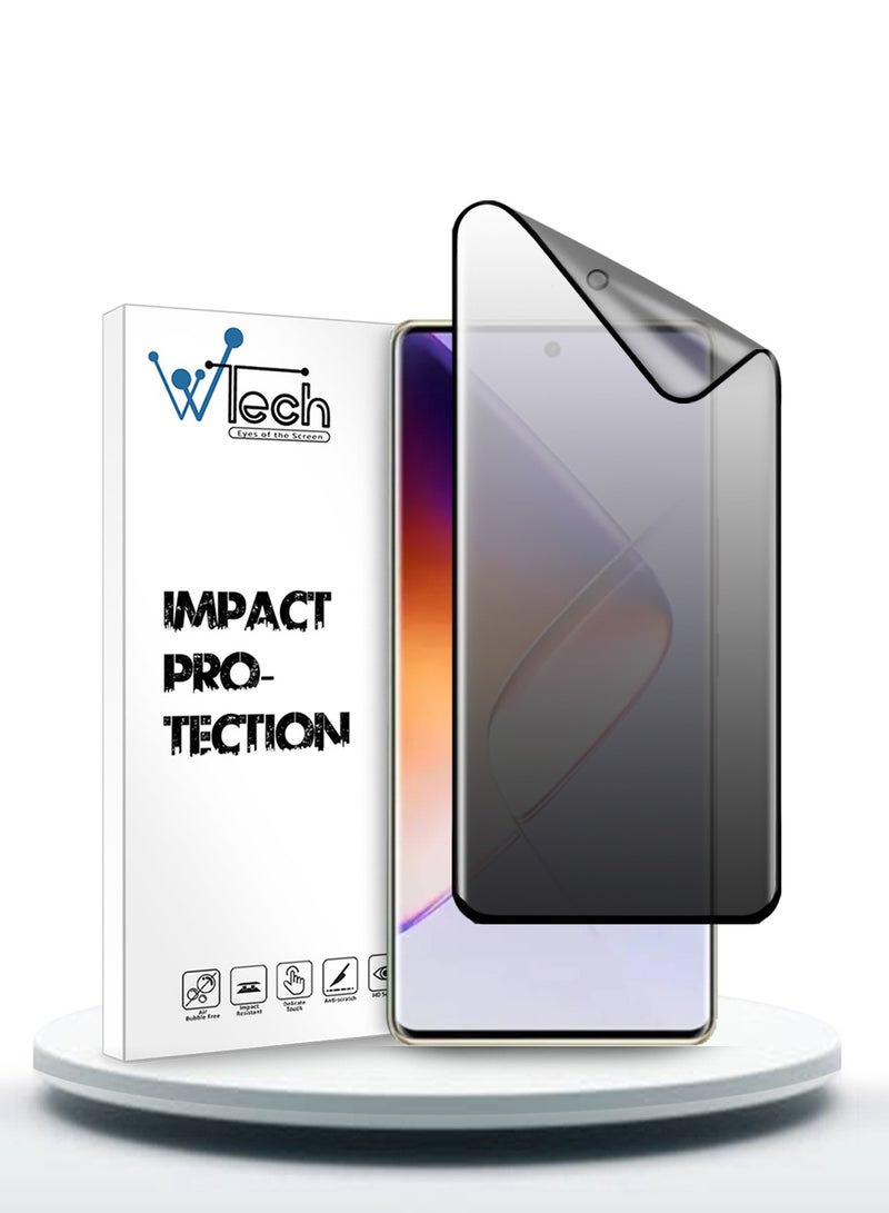 Wtech Infinix Note 40 Pro+ / Note 40 Pro Plus 5G 2024 Nano Ceramic Privacy Full Glue Full Cover Matte Flexible Screen Protector - Clear/Black - Image 1