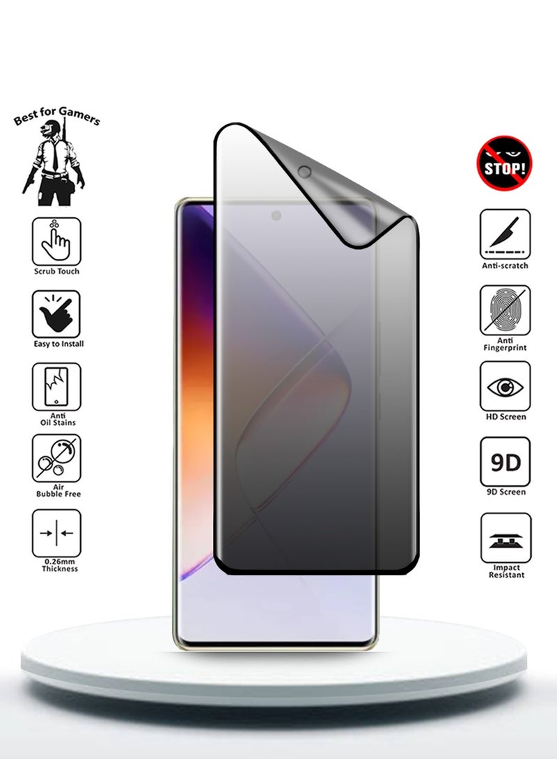 Wtech Infinix Note 40 Pro+ / Note 40 Pro Plus 5G 2024 Nano Ceramic Privacy Full Glue Full Cover Matte Flexible Screen Protector - Clear/Black - Image 2
