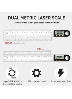 Generic Digital Angle Finder Ruler Protractor, 8inch/200mm Length, LCD Display, Stainless Steel Woodworking Angle Detector, Hold/Rev, Mm/Inch for Construction  - Image 4