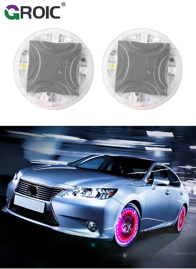 GROIC 2Pcs Car Tire Wheel Valve Cap Lights, Hub Lamp Light with Motion Sensors Colorful LED Gas Nozzle,for Bicycle Motorcycles Mounting Accessories  - Image 1