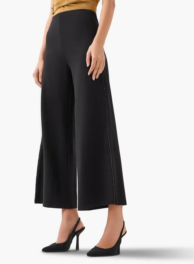 Splash FAV Cropped Wide-Leg Trousers with Studded Tape Detail