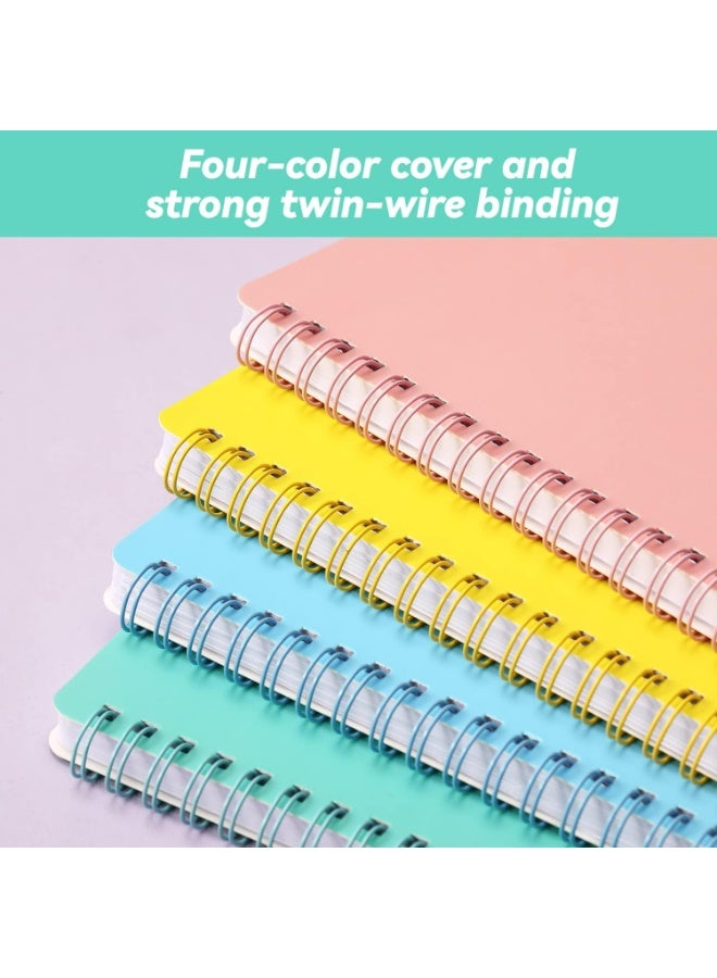 CMGTYYD. دفاتر ملاحظات لولبية، 4 حزم ورق A5 مخطط، 8.3x5.9 بوصة دفاتر ملاحظات ذات غلاف بلاستيكي سميك وغطاء ناعم مع تجليد مزدوج، ورق مخطط 80 ورقة محمول للدراسة والملاحظات المكتبية، 4 ألوان - Image 3