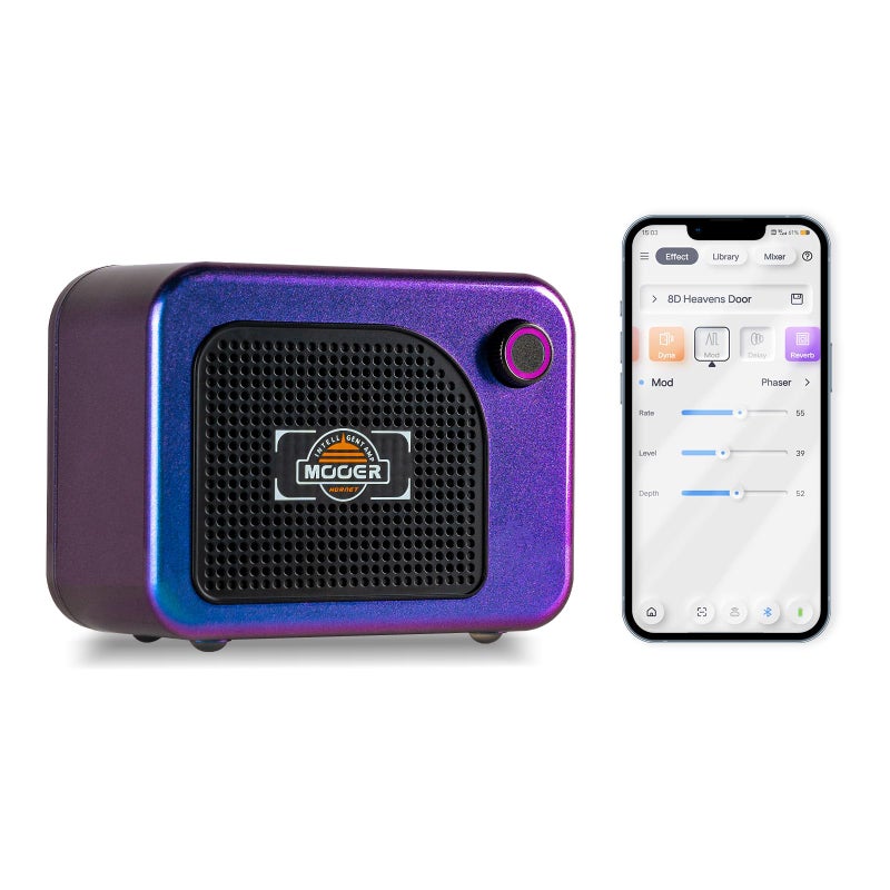 MOOER Hornet05i Portable Mini Guitar Amp for Practice Bluetooth 5W and Chargeble Battery 101 Effect Types with DelayModOD Loop Drum Tuner for Electric Guitar
