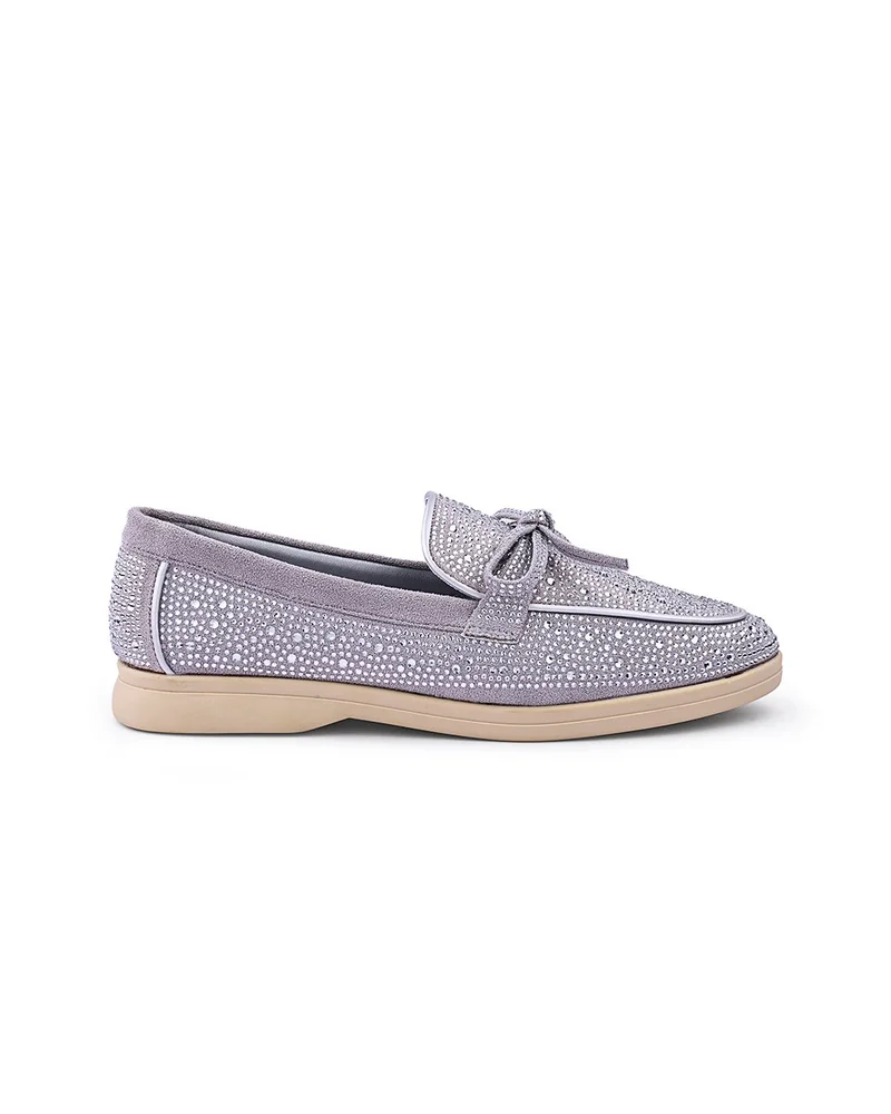 Womens suede loafers with rhinestones