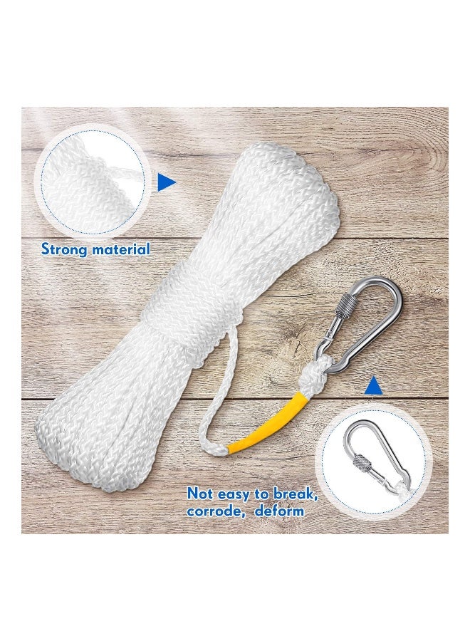 Hollow Braided Polypropylene Line Rope, Heaving Line with Spring Hook for Ring Buoy Pool Life Preserver Ring Rope Boat Anchor Rope, Not Easy to Get Rust and Abrasion(White,15 M/ 16.4 Yards)(1 Pack)  - Image 4