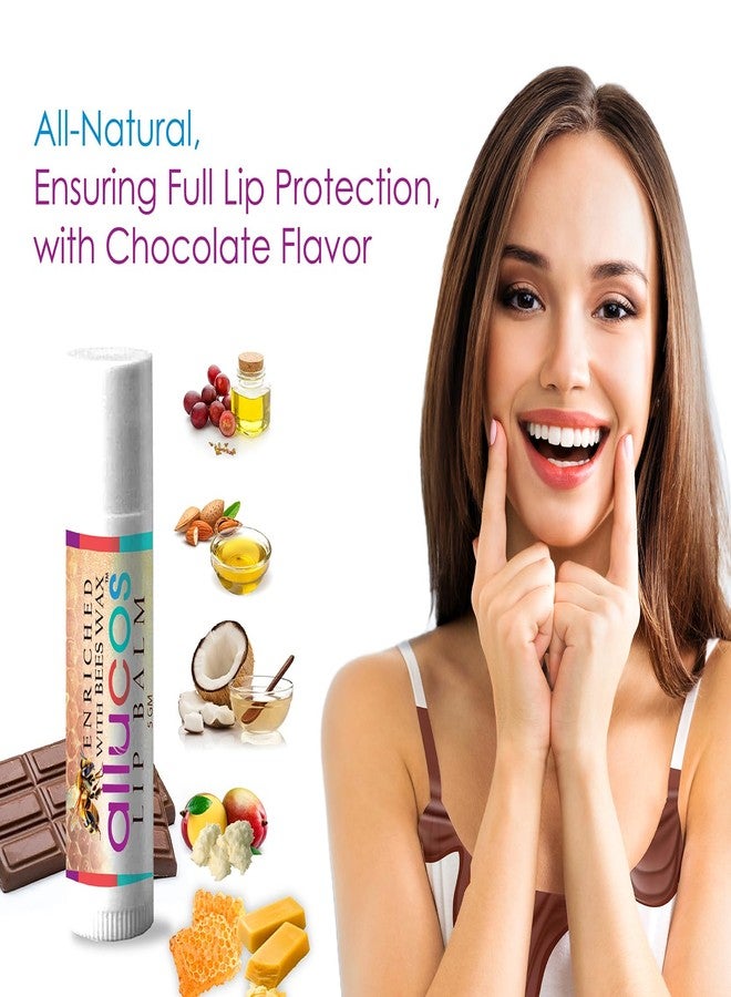 ALLUCOS Herbal Lip Balm | Enriched with Chocolate & Honey Beeswax | With Coconut Oil, Mango Butter, Almond Oil & Vitamin E | Natural Moisturizing Lip Care for Soft & Smooth Lips (Pack of 5) - Image 3