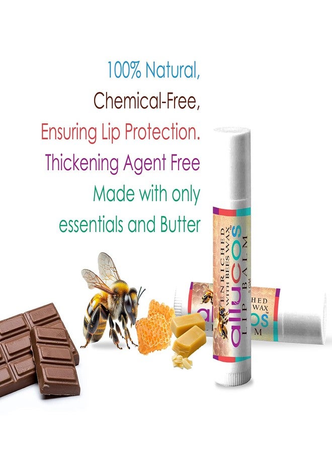 ALLUCOS Herbal Lip Balm | Enriched with Chocolate & Honey Beeswax | With Coconut Oil, Mango Butter, Almond Oil & Vitamin E | Natural Moisturizing Lip Care for Soft & Smooth Lips (Pack of 5) - Image 4