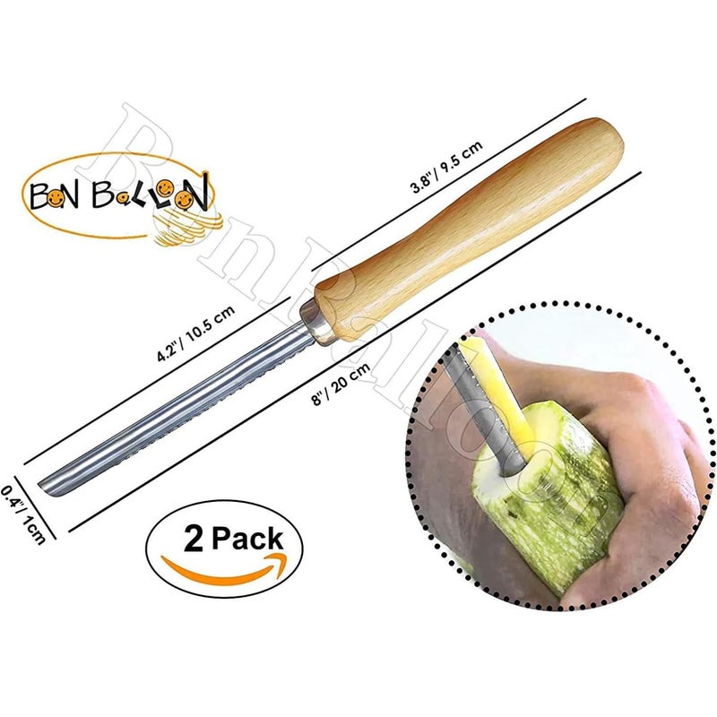 bonballoon Zucchini Squash Vegetable Corer 2 pcs Corers Stainless Steel Core Remover Tool Kitchen Stuffed Vegetables Veggies Seed Remover Remove Seeds Eggplant Cucumber 8" Long Coring Tools Gadgets Drill - Image 4