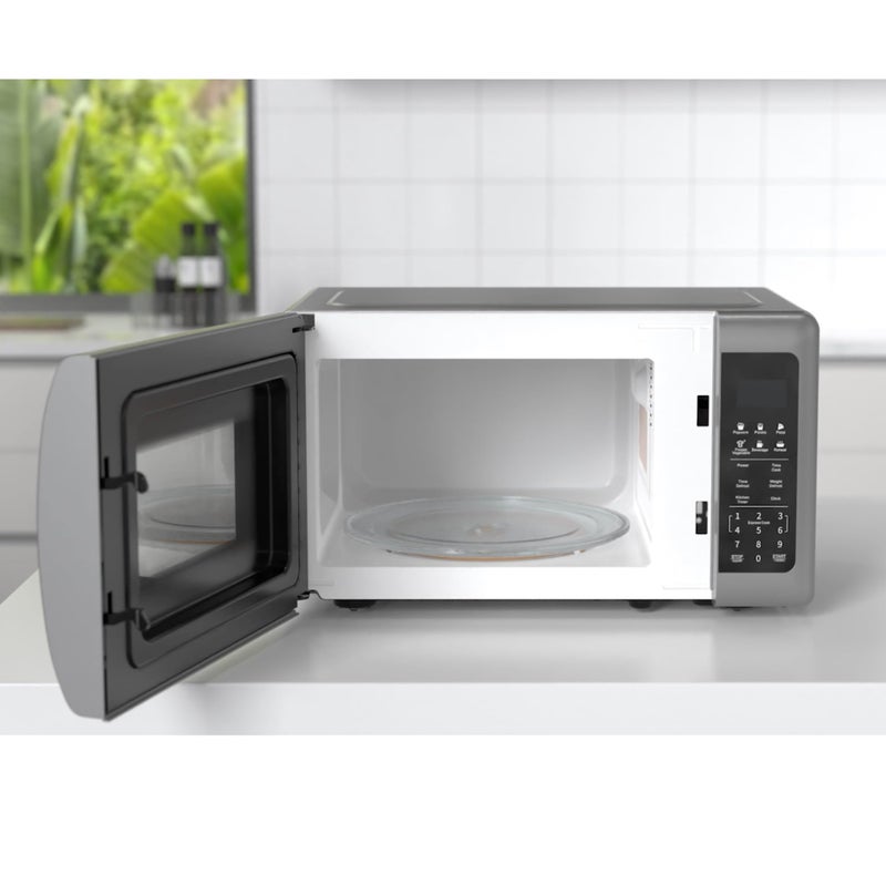 Emerson MW7601SL Countertop Microwave Oven with Sleek Mirrored Finish Glass Door, 700W, 10 Power Levels and 6 Pre-Programmed Settings with Child Safe Lock, 0.7. Cu. Ft., Silver - Image 4