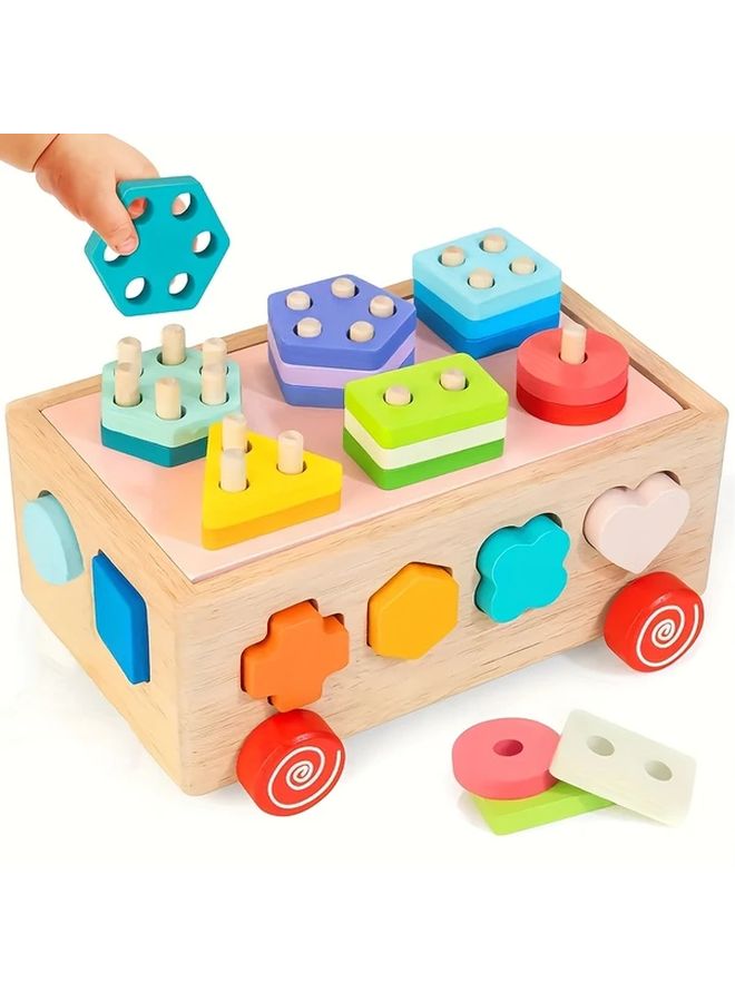 Wooden Shape Sorter Car Toy Educational Building Blocks For Toddlers Model JHTOY 550 - Image 1