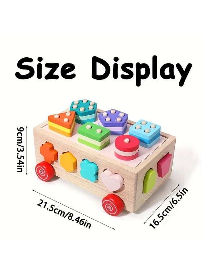 Wooden Shape Sorter Car Toy Educational Building Blocks For Toddlers Model JHTOY 550 - Image 3