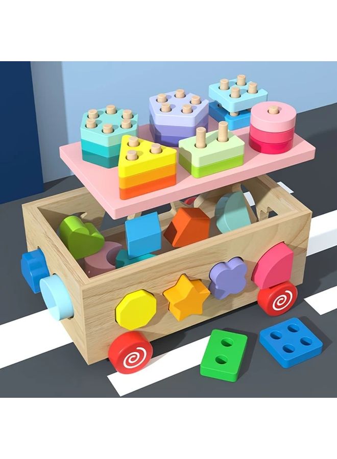 Wooden Shape Sorter Car Toy Educational Building Blocks For Toddlers Model JHTOY 550 - Image 5