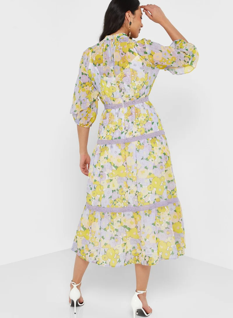 Hope & Ivy High Neck Floral Print Dress
