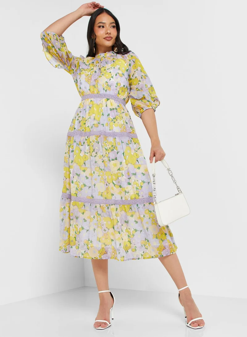 Hope & Ivy High Neck Floral Print Dress