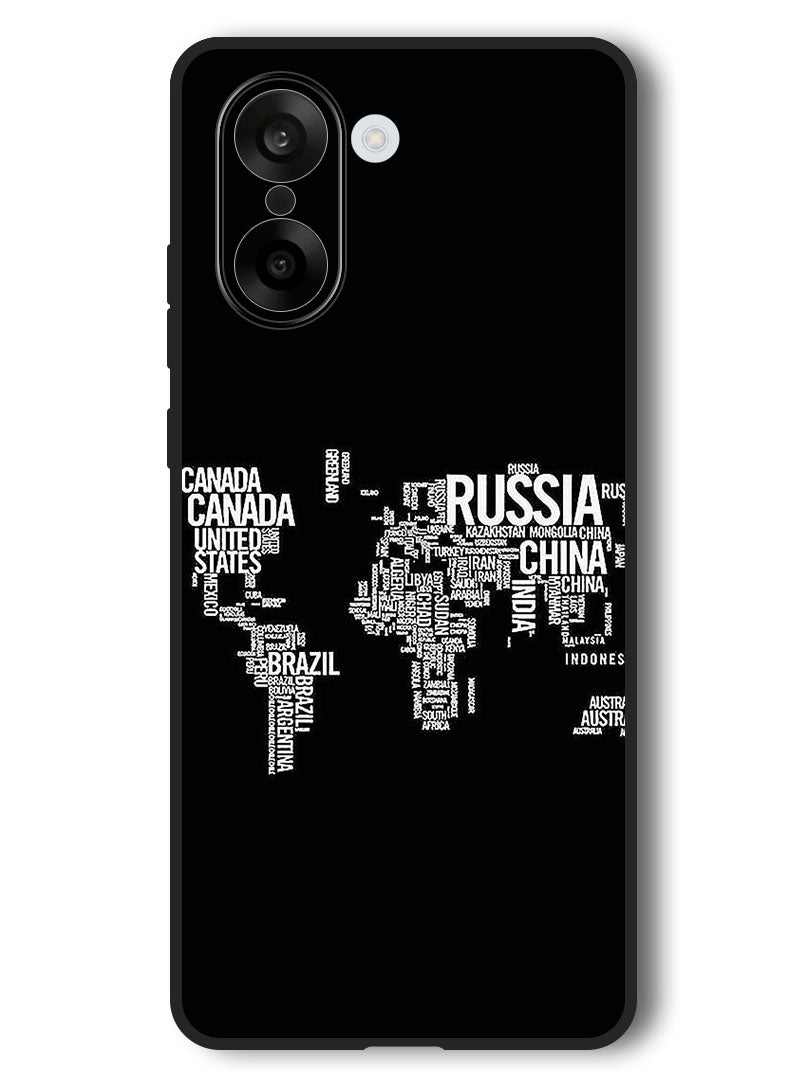 Theodor Case Compatible with OnePlus Nord CE 5 6.77 Inch Protection Shockproof Bumper Cover Written World Map - Image 1