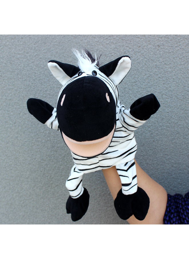 Full-body Hand Doll Toy Animal Gloves Doll Open Mouth Ventroll Doll Parent-child Interactive Performance Early Childhood Education-Color:Zebra-Height:30cm Large Hand Puppet  - Image 1