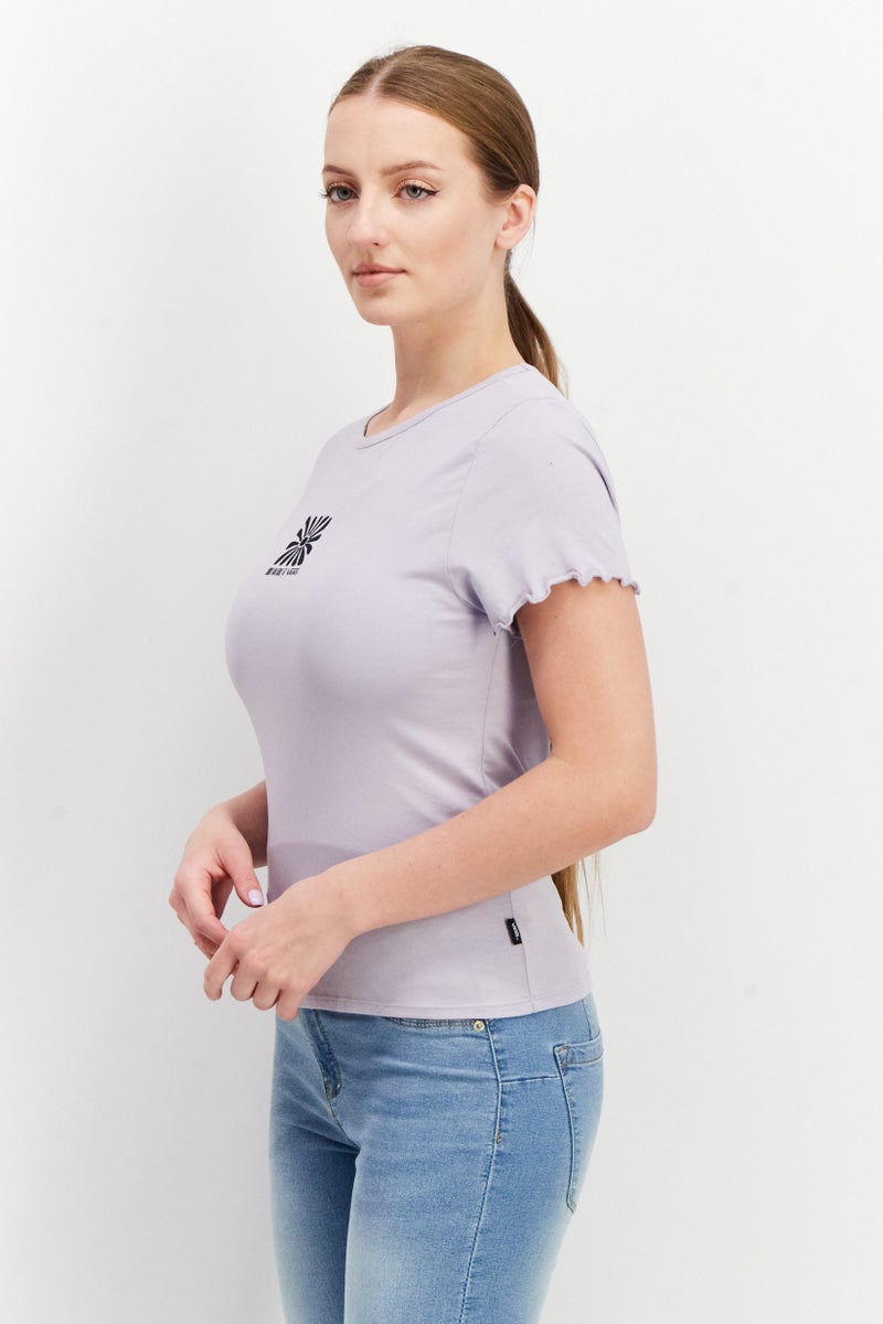 VANS تي شيرت جرافيك قصير الأكمام بياقة دائرية للنساء، لافندر - Image 2