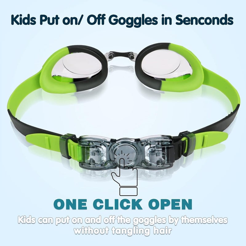 Keary Kids Swim Goggles for Toddler Kids Youth(3-12),Anti-Fog Waterproof Anti-UV Clear Vision Water Pool Goggles - Image 5