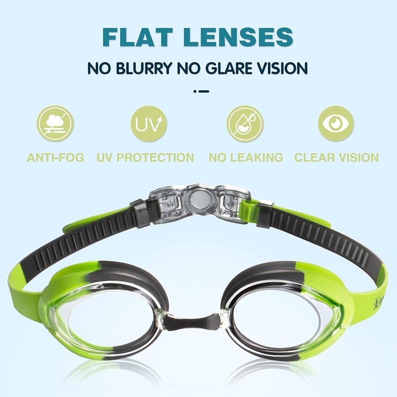 Keary Kids Swim Goggles for Toddler Kids Youth(3-12),Anti-Fog Waterproof Anti-UV Clear Vision Water Pool Goggles - Image 2