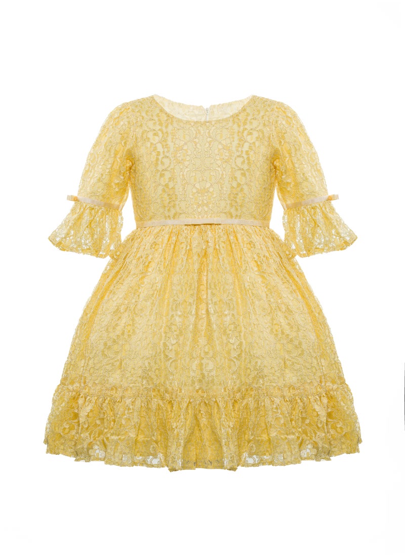 Queen YELLOW DRESS Girls Party Dress, Princess Dress Party Wear Wedding Evening Formal Pageant Dance Gown for Birthday Kid Girls Elegant  - Image 2
