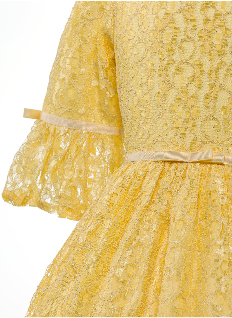Queen YELLOW DRESS Girls Party Dress, Princess Dress Party Wear Wedding Evening Formal Pageant Dance Gown for Birthday Kid Girls Elegant  - Image 3