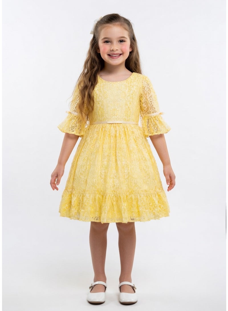 Queen YELLOW DRESS Girls Party Dress, Princess Dress Party Wear Wedding Evening Formal Pageant Dance Gown for Birthday Kid Girls Elegant - Image 1