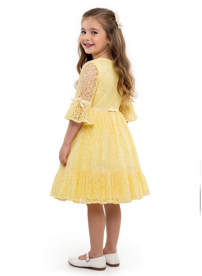 Queen YELLOW DRESS Girls Party Dress, Princess Dress Party Wear Wedding Evening Formal Pageant Dance Gown for Birthday Kid Girls Elegant - Image 2