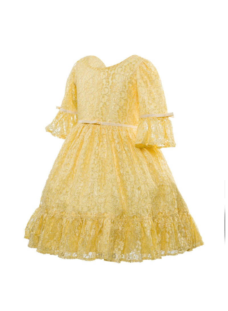 Queen YELLOW DRESS Girls Party Dress, Princess Dress Party Wear Wedding Evening Formal Pageant Dance Gown for Birthday Kid Girls Elegant - Image 4