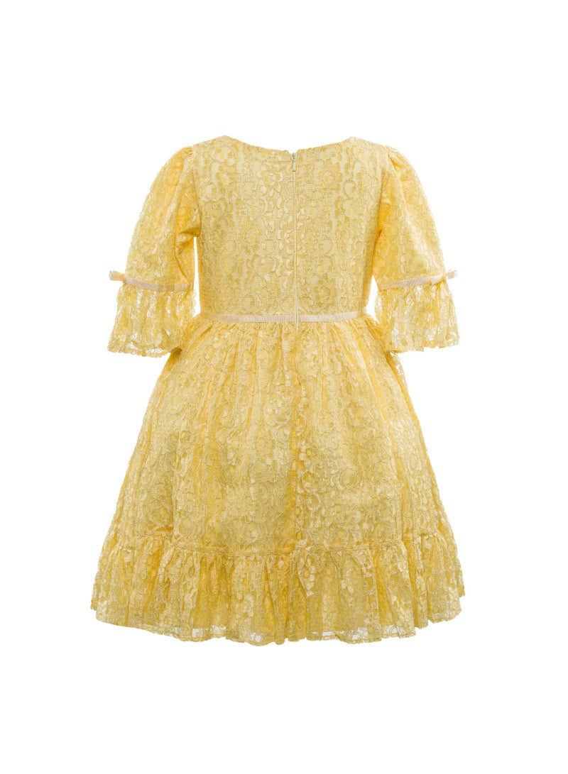 Queen YELLOW DRESS Girls Party Dress, Princess Dress Party Wear Wedding Evening Formal Pageant Dance Gown for Birthday Kid Girls Elegant - Image 5