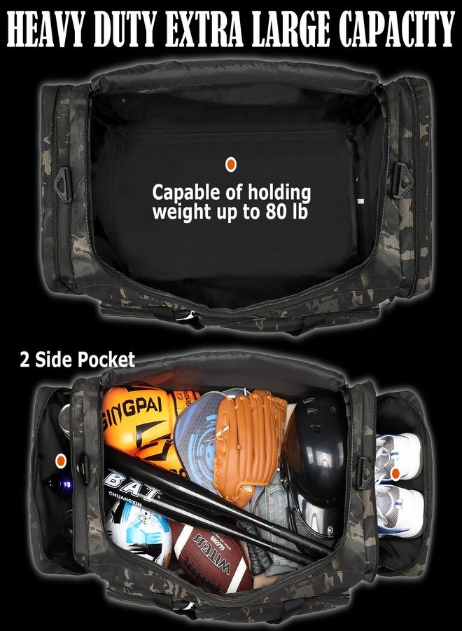 HAMBOLY Extra Large Duffle Bag for Men, Heavy Duty Duffle Bag for Travel, Large Sports Gym Equipment Bag for Hockey Football Soccer Baseball Basketball & Team training, 130L, Dark Camo - Image 4