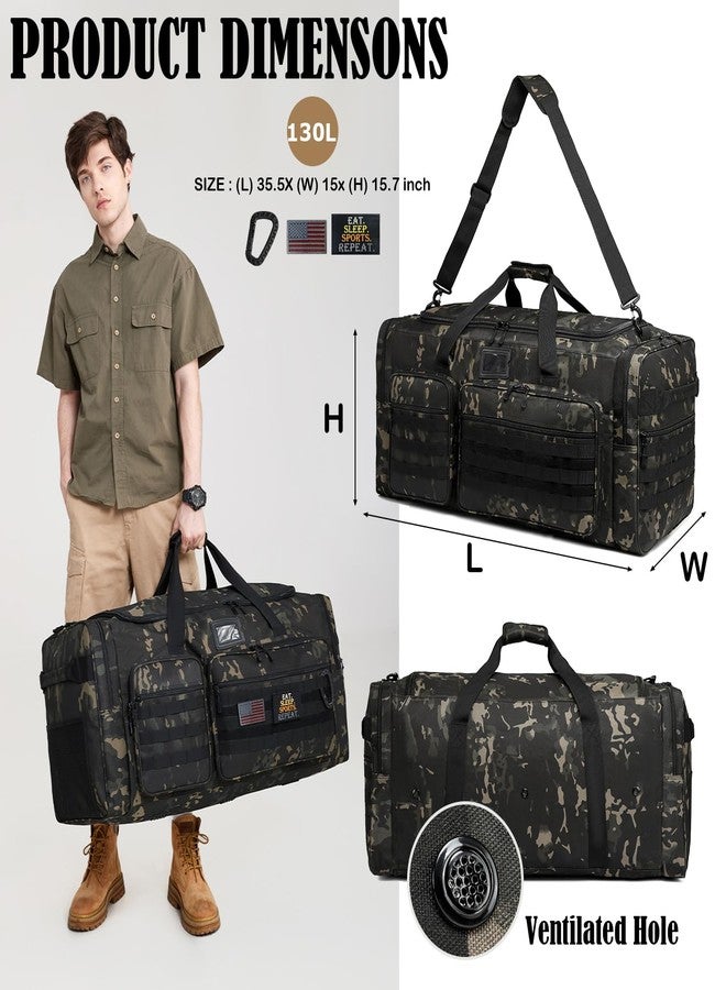 HAMBOLY Extra Large Duffle Bag for Men, Heavy Duty Duffle Bag for Travel, Large Sports Gym Equipment Bag for Hockey Football Soccer Baseball Basketball & Team training, 130L, Dark Camo - Image 2
