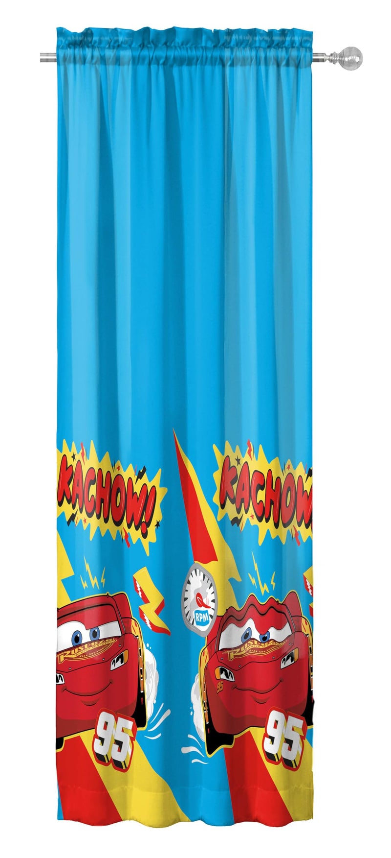 Sunny Side Up Window Curtains for Kids Bedroom 4-Piece Drape Set with 2 Tiebacks, Blue - Cars, 42" W x 63" L (Pack of 2) - Image 4