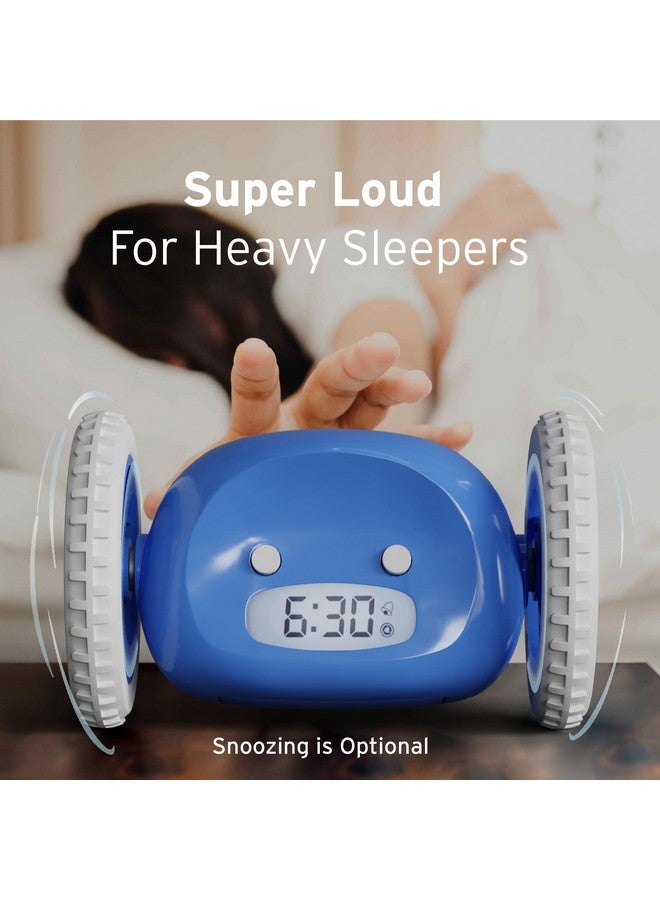 CLOCKY Extra Loud Alarm Clock for Heavy Sleepers on Wheels Rolls Runs Away Vibrating Easy to Set Super Smart Snooze Digital Bed Shaker Alarm Clock Funny Gift for Adults Kids Teens Bedrooms (Blue) - Image 4