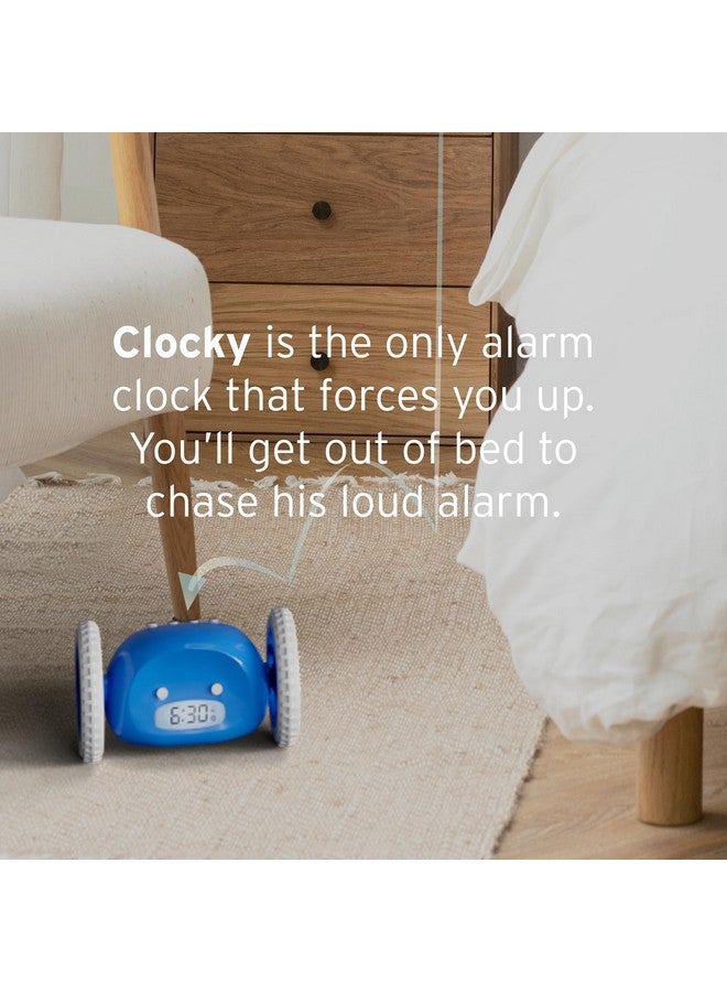 CLOCKY Extra Loud Alarm Clock for Heavy Sleepers on Wheels Rolls Runs Away Vibrating Easy to Set Super Smart Snooze Digital Bed Shaker Alarm Clock Funny Gift for Adults Kids Teens Bedrooms (Blue) - Image 2