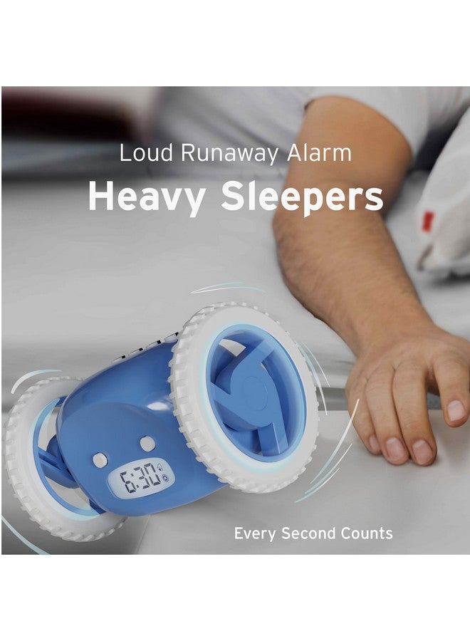 CLOCKY Extra Loud Alarm Clock for Heavy Sleepers on Wheels Rolls Runs Away Vibrating Easy to Set Super Smart Snooze Digital Bed Shaker Alarm Clock Funny Gift for Adults Kids Teens Bedrooms (Blue) - Image 3