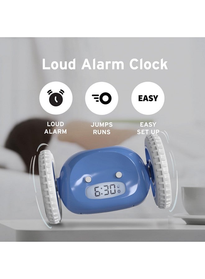 CLOCKY Extra Loud Alarm Clock for Heavy Sleepers on Wheels Rolls Runs Away Vibrating Easy to Set Super Smart Snooze Digital Bed Shaker Alarm Clock Funny Gift for Adults Kids Teens Bedrooms (Blue) - Image 1