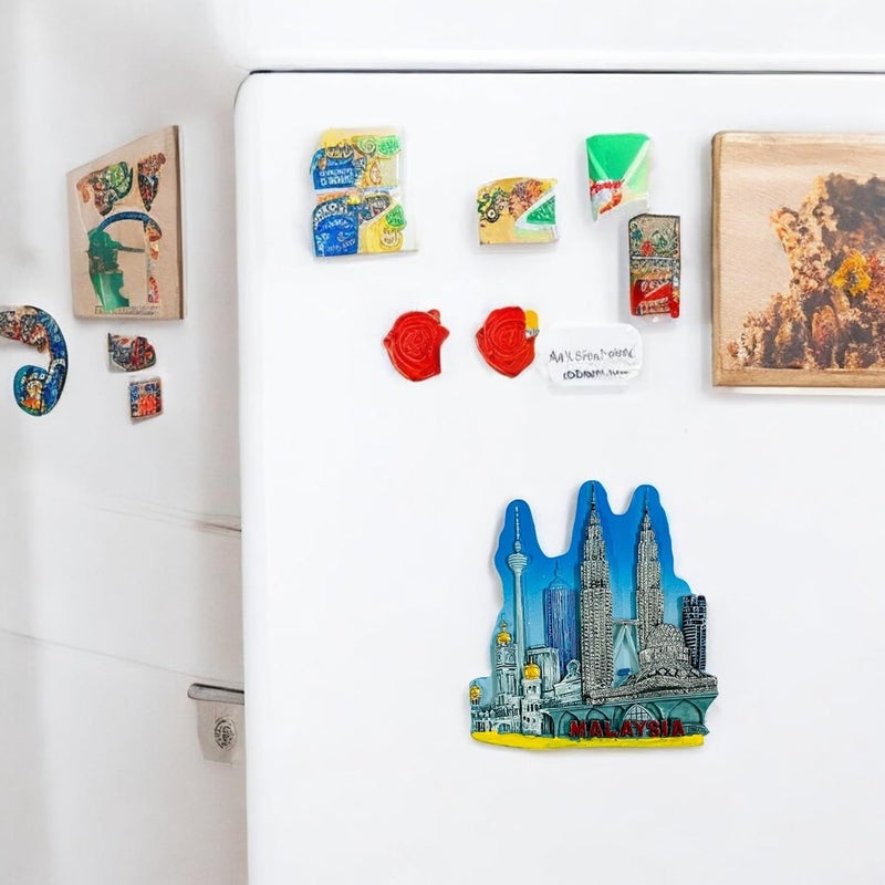 moira Moira Malaysia Tourist Souvenir 3D Resin Fridge Magnet Petronas Towers Skyline Design Decorative Collectible - Image 2