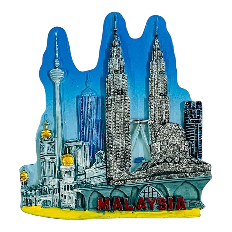 moira Moira Malaysia Tourist Souvenir 3D Resin Fridge Magnet Petronas Towers Skyline Design Decorative Collectible - Image 1
