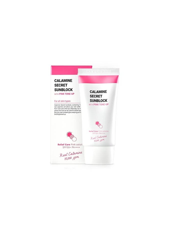 K-SECRET Calamine Secret Sunblock, 50ml / 1.69fl.oz. | Korean Skincare | Face Sunscreen SPF 50+ PA++++ for Sensitive skin  - Image 2