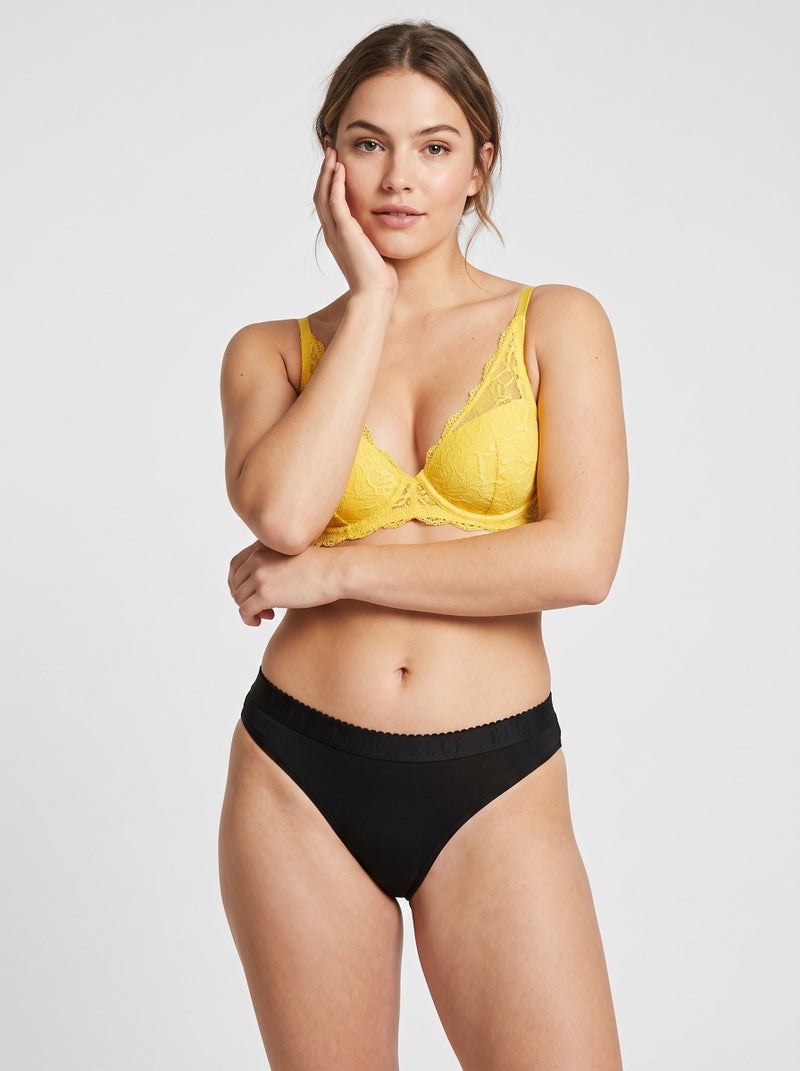 ELLE Women 3 Pieces Embroidered Logo Bikini Bottom, Multicolor - Image 1
