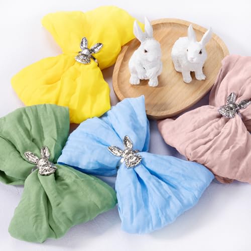 DeZerlor 20 Pack Easter Cheesecloth Napkins Easter Cloth Napkins Set of 20 Boho Cotton Gauze Napkins Bulk 21x21 Inches for Weddings Bridal Baby Shower Birthday Parties Spring Decor - Image 5