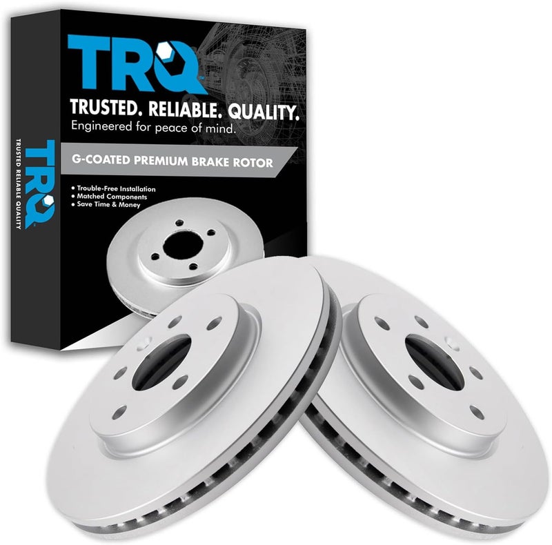 TRQ Front Brake Rotor Set G Coated Vented Compatible with 2017-2023 Chevrolet Bolt EV 2022-2023 Bolt EUV 2011-2019 Cruze 2016 Cruze Limited 2012-2020 Sonic 2016-2019 Volt - Image 1