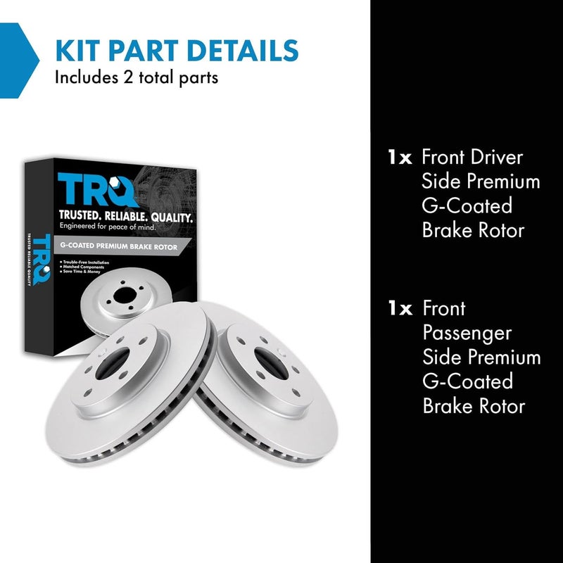 TRQ Front Brake Rotor Set G Coated Vented Compatible with 2017-2023 Chevrolet Bolt EV 2022-2023 Bolt EUV 2011-2019 Cruze 2016 Cruze Limited 2012-2020 Sonic 2016-2019 Volt - Image 2