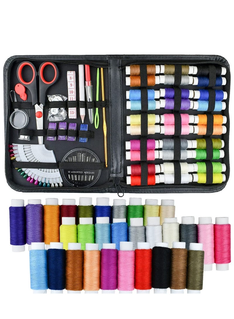 Excefore Portable Sewing Kit 100Piece Includes 30 Color Threads Scissors Needles Tape Measure and Other Accessories for Women Mom Traveler Adults Beginner - Image 1