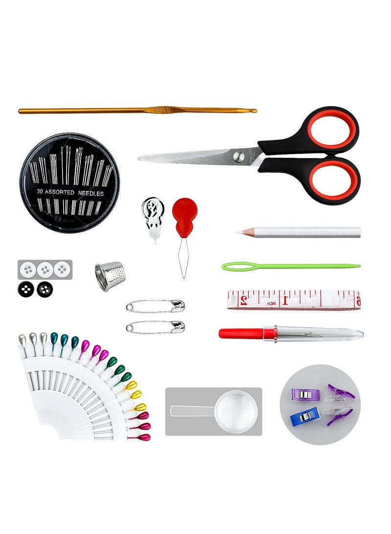 Excefore Portable Sewing Kit 100Piece Includes 30 Color Threads Scissors Needles Tape Measure and Other Accessories for Women Mom Traveler Adults Beginner - Image 2